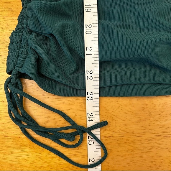 THATSSOFETCH “Lorde” Ruched Sheer Balloon Sleeve Mini Dress in Emerald Green - Picture 11 of 15